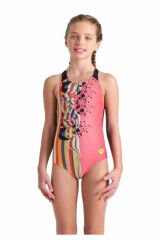 Girl's Arena Palette Swimsuit Swim Pro Back Kız Çocuk Yüzücü Mayo Kırmızı 007918350